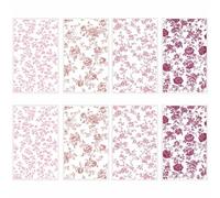 CRASPIRE Papel Transferencia Arcilla Diseño Flores Rosas 20 Estilos Polímero Morado Floral Bajo Vidriado Textura Cerámica Láminas Transferencia Al Agua Calcomanías Porcelana 4.7x2.8cm Hacer Joyas