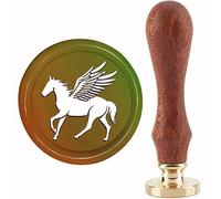 CRASPIRE Pegasus Sello de Cera Sello de Caballo Sellos de Cera Animal 30 mm / 1.18 pulgadas Sello de Sellado de Cabeza de Latón Extraíble con Mango de Madera para Invitaciones Tarjetas Papel de Regalo
