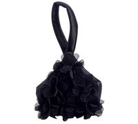 CRASPIRE Pochette Da Donna Piccole Borse Da Sera Mini Borsa A Mano In Raso con Motivo Floreale Di Rose Nere Elegante Borsetta Da Polso Portatile con usura A Cerniera Ideale per Viaggi Feste Uso