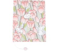CRASPIRE Protector de Libros Rosa con Diseño de Conejo Y Flores Funda de Tela Ajustable Funda de Tela Suave Estilo Retro para Libros de Bolsillo Tamaño A5 Libros de Tapa Dura Aulas Estudiantes