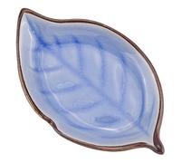 CRASPIRE Reposacucharas Cerámica 677" Hoja Plato Mediano Azul Soporte Cucharas Cocina Bonito Plato Joyas Bandeja Anillos Vajilla Cocina Encimera Utensilio Cocina Cucharón Pinza Decoración Restaurante