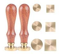 CRASPIRE Retro Set de Sellos de Sellado de Cera, 6 pcs Blanco Desmontable Sellado de Cabeza de Sello 2 pieza de Mango de Madera Kit de Sello de Cera para Invitaciones de Boda Tarjetas Cartas Sobres