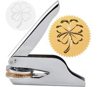 CRASPIRE Sello de Acero Inoxidable de 1.6 Pulgada para Grabado En Relieve de Trébol de Cuatro Hojas Sello de Sellado Manual para Amantes de los Libros Profesores Bibliotecas Ex Libris Notarios