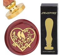 CRASPIRE Sello de Cera con Forma de Corazón, 25 mm, Cabeza de Latón Extraíble, Sello de Cera con Mango de Madera para Bodas, Día de San Valentín, Navidad, Sobres, Invitaciones, Tarjetas de Regalo