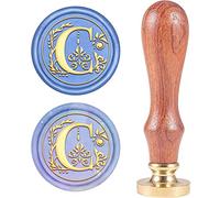 CRASPIRE - Sello de Cera con Iniciales de Alfabeto Retro, Clásico, Vintage, 26 letras AZ, Cabeza de Latón Extraíble, Mango de Madera para Sobre, Invitación, Adorno, Decoración de Regalo (Letra C)