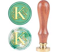 CRASPIRE - Sello de Cera con Iniciales de Alfabeto Retro, Clásico, Vintage, 26 letras AZ, Cabeza de Latón Extraíble, Mango de Madera para Sobre, Invitación, Adorno, Decoración de Regalo (Letra K)