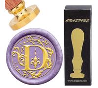 CRASPIRE Sello de Cera con Letra D, Sello de Cera con Iniciales del Alfabeto Retro, Sello de Cera Clásico Vintage, 26 Letra AZ, 25 mm, Cabeza de Latón Extraíble, Mango de Madera para Sobres