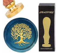 CRASPIRE Sello de Cera de Árbol de la Vida Kit de Sello de Cera de Sellado Vintage Planta Retro Cabeza de Latón Dorado Extraíble de 30mm con Mango Palisandro para Invitaciones Sobres Cartas Paquetes