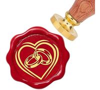 CRASPIRE Sello de Cera de Corazón Sello de Cera de Sellado de Anillo de 25 mm Mango de Palisandro Retro Cabeza de Latón Extraíble para Invitaciones de Boda Sobres Embalaje de Regalo de Acción