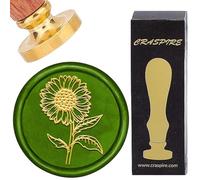 CRASPIRE Sello de Cera de Girasol Cabeza de Latón de Flor Floral Extraíble de 30mm con Mango de Madera Retro Vintage Sello de Cera de Sellado para Boda Día de San Valentín Fiesta de Cumpleaños sobre
