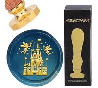 CRASPIRE Sello de Cera de Hada del Castillo Cabezales de Sello de Sellado de Latón Extraíbles Vintage de 25 mm con Mango de Madera para Sobres Cartas Invitaciones Tarjetas Manualidades Cumpleaños