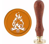 CRASPIRE Sello de cera de leña, sellos de cera de sellado de montaña, 30 mm, retro, vintage, extraíble, cabeza de sello de latón con mango de madera para invitaciones de boda, Halloween, Navidad, Acción de Gracias, embalaje de regalo