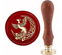 CRASPIRE Sello de Cera de Luna Sello de Cera de Sellado de Phoenix 30 mm / 1.18 Pulgadas Sello de Sellado de Cabeza de Latón Extraíble con Mango de Madera para Invitaciones Tarjetas Papel de Regalo