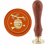 CRASPIRE Sello de Cera de Nido de Abeja Sello de Sellado de Colmena de Abeja Sellos de Cobre Cabeza de Sello de Latón Extraíble Retro con Mango de Madera para Carta de Boda Invitación sobre