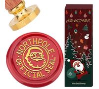 CRASPIRE Sello de Cera de Papá Noel Sello de Cera Oficial de Northpole Sello Cera Navideño Vintage de 25mm Cabezal Latón Extraíble con Mango de Palisandro para Sobres Invitaciones Tarjetas Álbumes