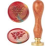 CRASPIRE Sello de Cera de Rama de Olivo 3D En Relieve Cabezas de Sello de Sellado con Mango de Madera Cabeza de Latón Extraíble Sello de Hongo para Decorar Invitaciones de Boda Sobres Postales Sellado