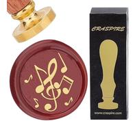 CRASPIRE Sello de Cera, Notas Musicales, Clave Vintage de 25mm, Cabeza de Latón Extraíble, Mango de Madera, Sello de Cera para Boda, Fiesta, Sobres de Navidad, Invitaciones, Regalo, Envoltura