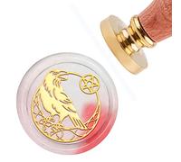 CRASPIRE Sello de cera sello de luna cuervo pentagrama vintage sellado sellos de cera 3 cm extraíble latón cabeza sello sello sello con mango de madera