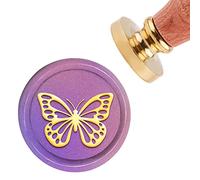 CRASPIRE Sello de Cera Sello de Mariposa Sellos de Cera de Sellado Vintage Animal 30 mm Sello de Sellado de Cabeza de Latón Extraíble con Mango de Madera para Invitaciones Tarjetas Papel de Regalo