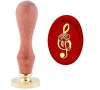 CRASPIRE Sello de Cera, Sello de Nota Musical, Sellos de Cera de Sellado de Flor de Rosa Vintage, Sello de Sellado de Cabeza de Latón Extraíble Ovalado con Mango de Madera para Invitaciones de Boda