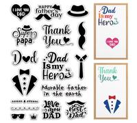 CRASPIRE Sello de Goma Transparente para el Día del Padre, Gracias, Papá, Amor, Papá, Sellos de Silicona Transparentes Vintage, Sello Retro para Hacer Tarjetas de Diario, Álbumes de Recortes, Álbum