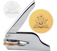 CRASPIRE Sello de Grabado En Relieve para Biblioteca de Flores - Acero Inoxidable de 1.6 Pulgadas - Sellado de Mano para Amantes de los Libros, Maestro, Ex Libris, Notario