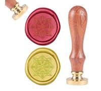 CRASPIRE Sello de Sello de Cera Vegvisir Runa Vikinga, Sello de Cera de Sellado Sello de Madera Retro Sello de Cera 25mm Desmontable Cabeza de Latón Mango de Madera para Fiesta Boda Invitación Sobre