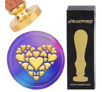 CRASPIRE Sellos de Cera con Forma de Corazón de Amor Sellos de Cera de Sellado Redondos de 25 mm Cabeza de Latón Extraíble Retro Vintage con Mango de Madera para Bodas Día de San Valentín Sobres