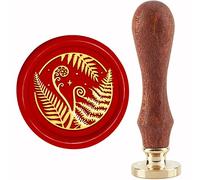 CRASPIRE Sellos de Cera de Hoja de Helecho Cabezales de Sello de Sellado de Latón Botánico Reemplazo de 30 mm con Mango de Madera Vintage para Sobres Carta Invitaciones Tarjeta DIY Artesanía