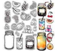 CRASPIRE Sellos de Goma Transparentes de Frutas de Verano para Hacer Tarjetas, Latas Iniciales, Sellos de Silicona Transparentes Reutilizables, Sellos para Periodismo, Tarjetas, Bebidas, Amigos, Brico