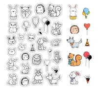 CRASPIRE Sellos Transparentes con Forma de Globo de Animales Sellos Decorativos de Silicona de Goma con Forma Conejito Erizo Perro Y Cachorro Reutilizables para Hacer Álbumes Recortes Diarios