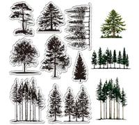 CRASPIRE Sellos Transparentes de Árboles, Naturaleza, Bosque, Madera, Sello de Silicona de PVC, Reutilizable, Fondo Vintage, Matasellos, Sellos de Goma Transparentes para Diario, Fabricación de Tarjet