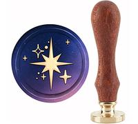 CRASPIRE Star Wax Seal Stamp Stars Sealing Wax Stamps 30 mm Retro Vintage Latón Extraíble Cabeza de Sello con Mango de Madera para Invitaciones Tarjetas Envoltura de Regalos