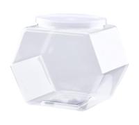CRASPIRE Tarro Plástico Hexagonal 50.73 oz Dulces Tapa Tarros Grandes Transparentes Galletas Recipientes Plástico Alimentos Secos Refrigerios Cocina Golosinas Perros Cápsulas Café Bufé Estrellas Papel