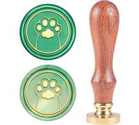 CRASPIRE Wachs-Siegel-Stempel, Jahrgang Wachssiegelstempel Hund Pfote Retro Holzstempel Abnehmbar Messingkopf 25 mm Für Hochzeit Umschläge Einladungen Verschönerung