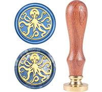 CRASPIRE Wachs-Siegel-Stempel, Jahrgang Wachssiegelstempel Krake Retro Holzstempel Abnehmbar Messingkopf 25 mm Für Hochzeit Umschläge Einladungen Verschönerung