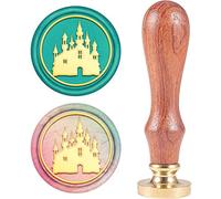 CRASPIRE Wachs-Siegel-Stempel, Jahrgang Wachssiegelstempel Schloss Retro Holzstempel Abnehmbar Messingkopf 25 mm Für Hochzeit Umschläge Einladungen Verschönerung