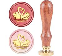 CRASPIRE Wachs-Siegel-Stempel, Jahrgang Wachssiegelstempel Schwan Retro Holzstempel Abnehmbar Messingkopf 25 mm Für Hochzeit Umschläge Einladungen Verschönerung