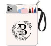 CRASPIRE Zipper Book Sleeve Cloth Book Cover with Extra Sleeve Letter Alphabet B Flower Leaf Tela Papel Bolsillo Protector Bolsillo entusiastas Tapa Dura en rúsregalo 11 x 86 Pulgadas