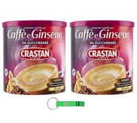 Crastan Ginseng e Caffe' Solubile, sin azúcar, ginseng instantáneo y café, 2 x (200 g, 25 tazas) + llavero Beni Culinari gratis