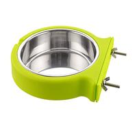 Crate - Cuenco para perro, de acero inoxidable extraíble, para colgar en jaula, comedero de alimentos y agua, para gatos, cachorros, pájaros, ratas, cobayas, 520 ml, verde