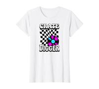 Crate Digger Retro Vinyl Record Collector Audiophile DJ Camiseta gráfica económica, Mujer, Blanco, M