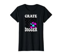 Crate Digger Retro Vinyl Record Collector Audiophile DJ Camiseta gráfica económica, Mujer, Negro, XL