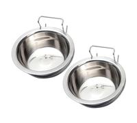 Crate Dog Bowl - Tanque de agua colgante de acero inoxidable seguro que aquí hay un título del producto para listar perrera para mascotas, 2 unidades, comedero seguro y duradero, S