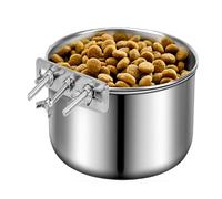 Crate Water Bowl, Stainless Steel Dog Crate Hanging, Food & Water Feeder Dish, Pet Cage Accessory, For Dogs & Cats, Dry & Wet Foods, 6x6 Inches, Silver, 1 Pack, Long-Lasting