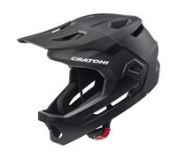 Cratoni Madcat Casco integral de bicicleta juvenil con mentonera S/M 49-56 MTB, casco de descenso (negro)