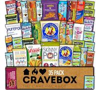 CraveBox Paquete de tentempiés de gran variedad de barras de granola, palomitas de maíz, patatas fritas vegetarianas, frutas masticables Pack de 25