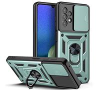 CRAVEN Funda para Samsung Galaxy A13 4G/A13 5G/M13 5G/A04S, TPU Interior + PC Anti-Choque Carcasa con Soporte para Anillos y Cubierta Dslizante para Cámara - Verde