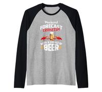Crawfish with a Chance of Beer Weekend Forecast Seafood Boil Camiseta Manga Raglan