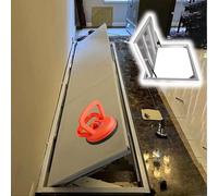 Crawl Space Door - Cubierta de escotilla de acceso oculto de apertura manual, construcción de acero con ventosas para renovación del hogar y refugio de tormentas